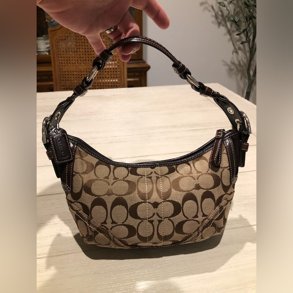 Vtg Y2K Coach Signature Soho Jacquard Hobo Shoulder Bag Beige/Brown Canvas #6266 - Picture 3 of 11